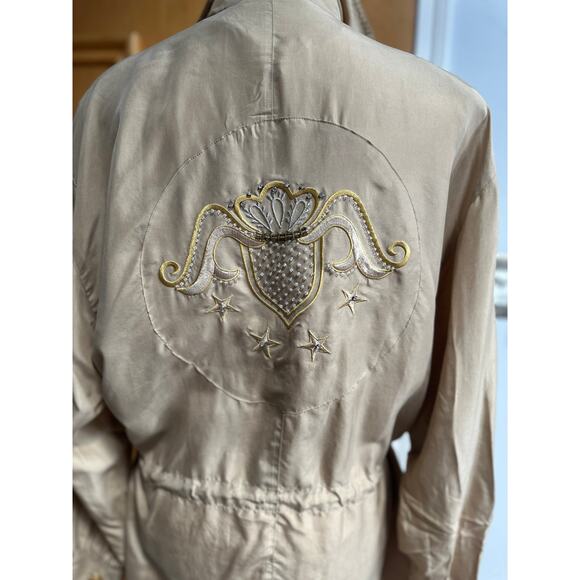 Vintage 80s/90s Apart 100% Silk 2 Piece Set Jacket & Pants Women’s Medium Beige - Picture 4 of 16